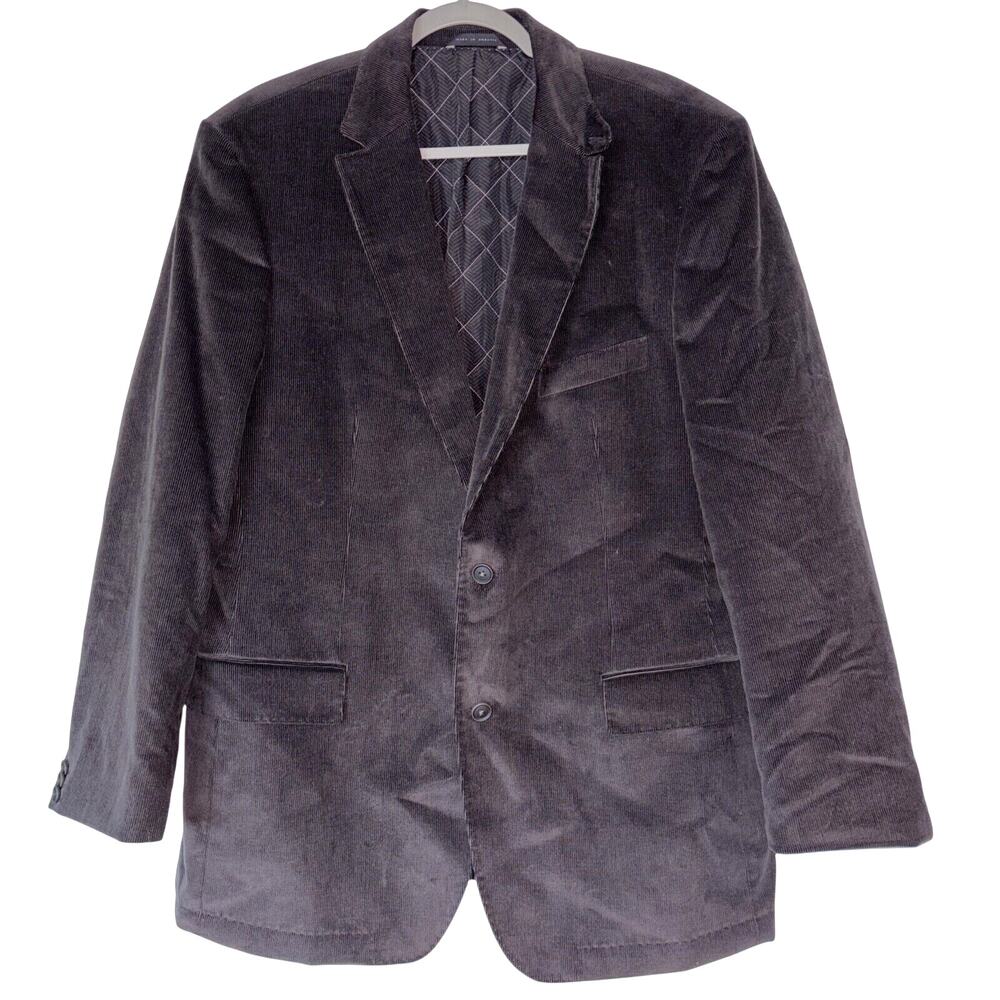 Hugo Boss Chocolate Brown Corduroy Quilted Lining Blazer Sport Coat Size 44R